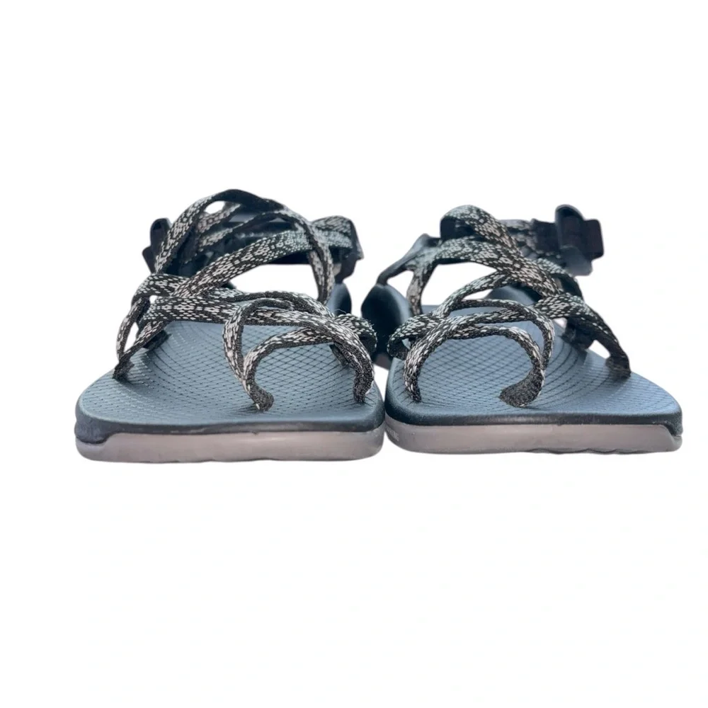 Chaco Z Cloud X2 Toe Loop Sport Sandals Black Gray Geometric Strap 9